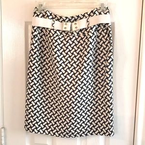 NEW ANTONIO MELANI PERCH SKIRT WHITE/NAVY SIZE 0